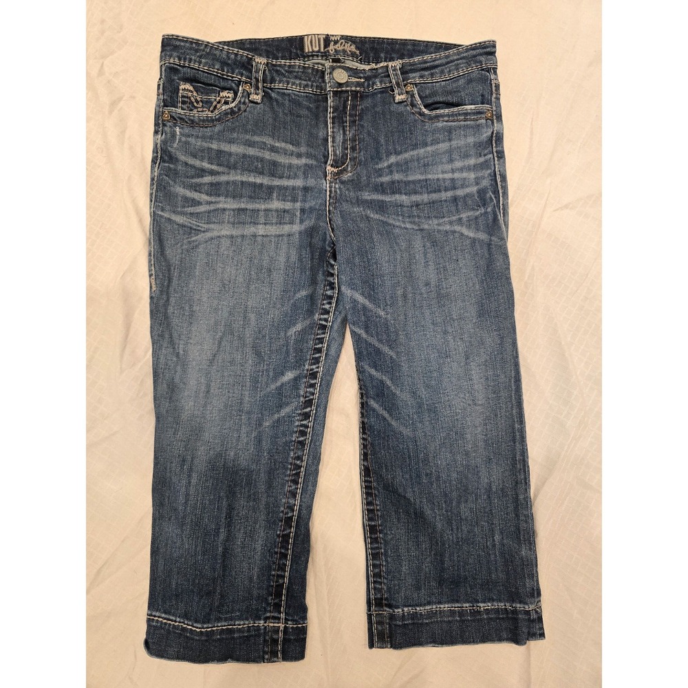 KUT from the Kloth Women's Mid Wash Blue Cropped Jeans